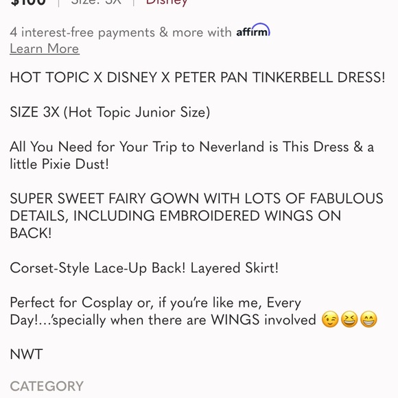 DISNEY PETER PAN TINKER BELL DRESS! - Picture 6 of 6